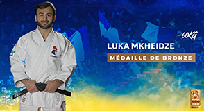 Le judoka Luka Mkheidze licenci&eacute; &agrave; Sucy-en-Brie, en convention avec le D&eacute;partement, d&eacute;croche une m&eacute;daille de bronze au Grand Slam, &agrave; Paris.