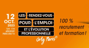 Avec ou sans diplôme, débutants ou confirmés, 2 000 offres d'emploi sont proposées lors des "Rendez-vous pour l'emploi" d'Orly-Paris®. Entretiens, formations, ateliers... Rendez-vous jeudi 12 octobre, à Orly.